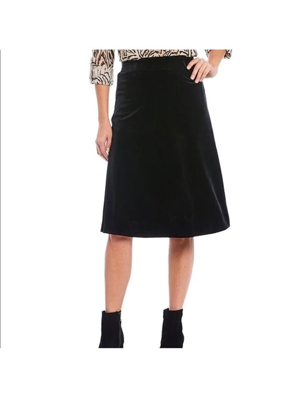 𝅺intro Love the Fit | Black Knit Velvet Pull-On Annie Midi Skirt